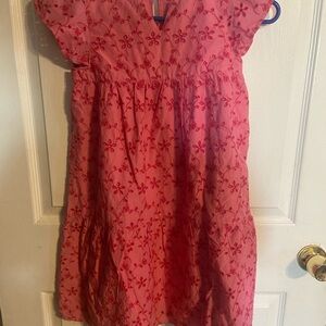 EUC BISBY Girls Pink Positano Eyelet Dress Size 10 Summer Dress